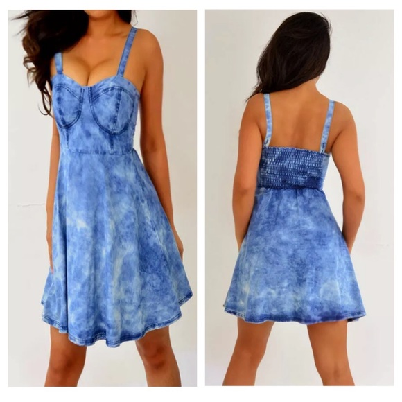 Rue21 Blue Jean Denim Acid Dress 0 1 XS NWT - Picture 2 of 6